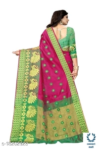 COTTON BASED JACQUARD SAREES - Saree Length Size-5.5m Blouse Length Size-0.8, Cotton Silk, Zari Woves, Pack of;1